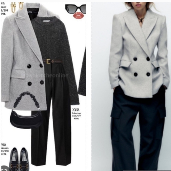 Zara Tailored Double Breasted Blazer Size S - Picture 3 of 10